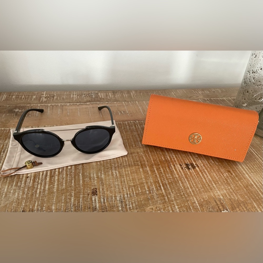 Tory Burch Black Sunglasses with Orange Case